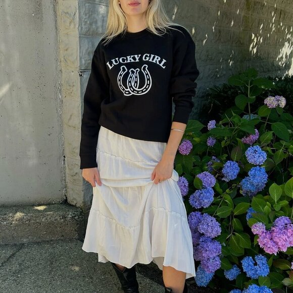 NEW "Lucky Girl" Crewneck Sweatshirt - Picture 2 of 4